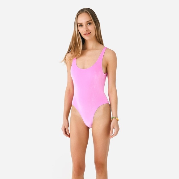 NEW Anthropologie Solid & Striped The Luela OnePiece Barbie Pink Velvet Swimsuit - Picture 3 of 9